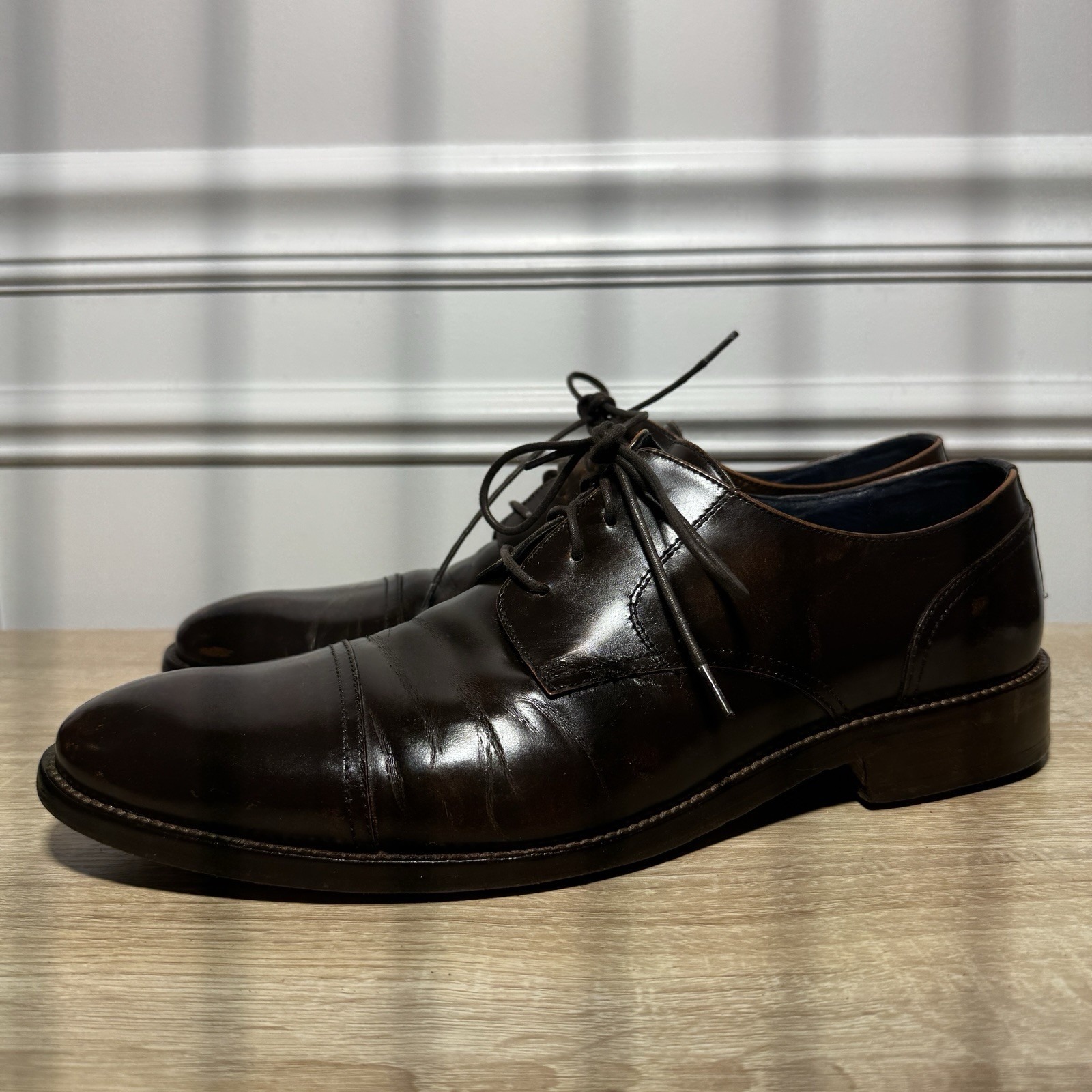 Johnston & Murphy Signature Brown Oxford Dress Leather Wing Tip Shoes 14